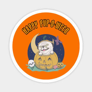 Happy Pup-O-Ween ! Cute Dog Lovers Halloween Design Magnet